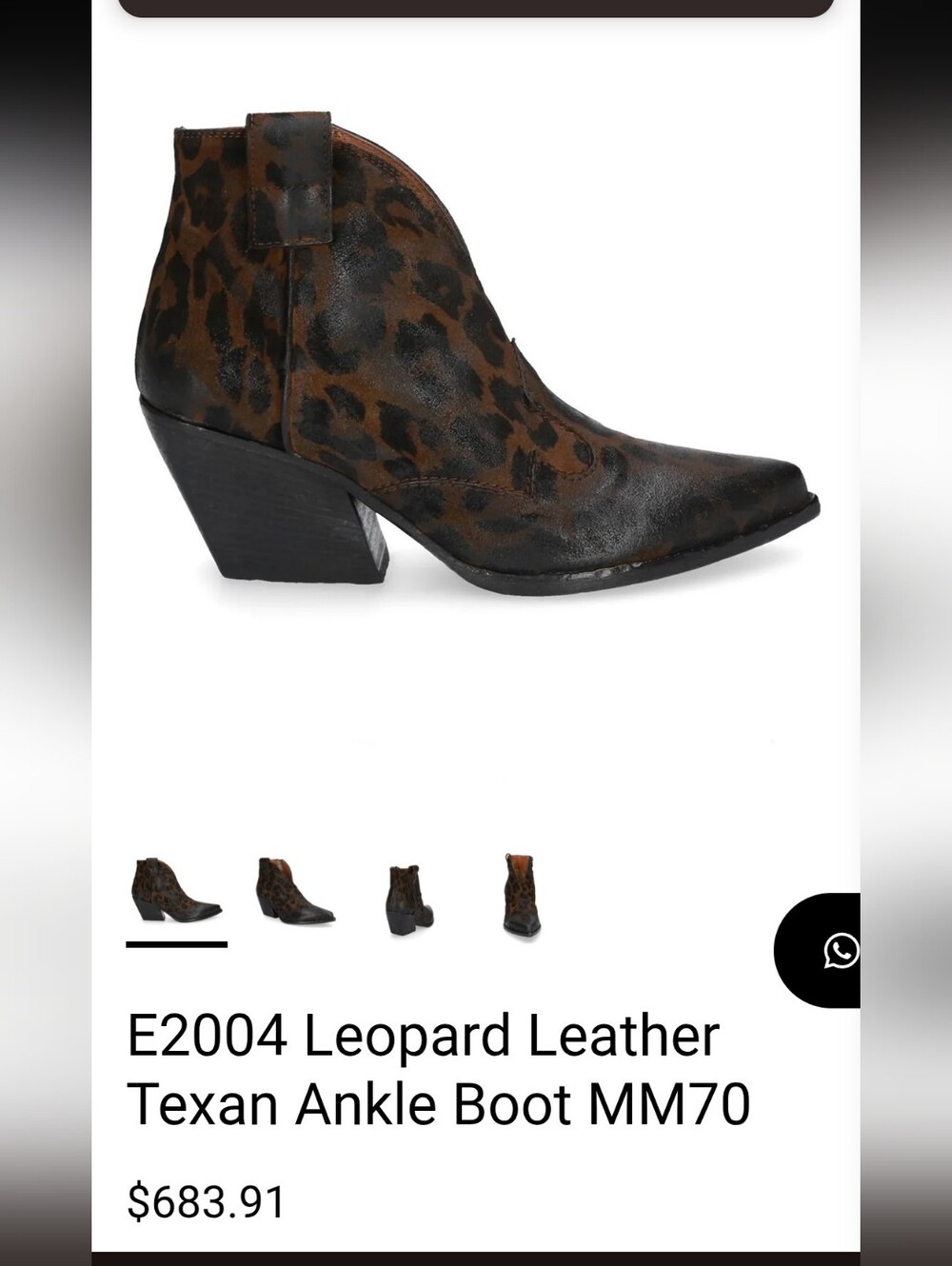 Elana Iachi Leopard Leather Texan Ankle Boot (Retail $683)